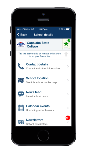 QSchools as viewed on a mobile phone